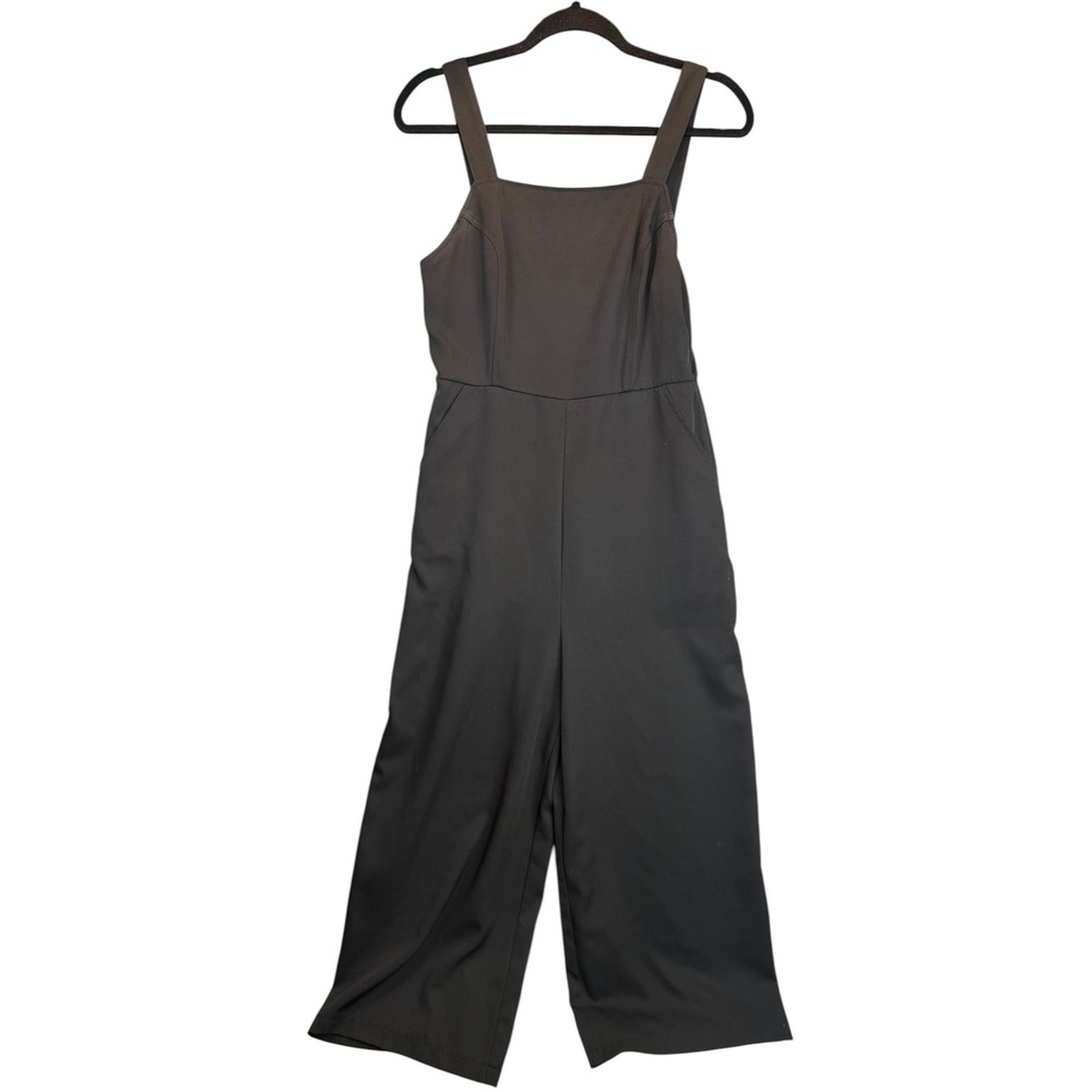 Urban Outfitters‎ Womens Black Square Neck Wide Leg Cropped Jumpsuit Size M